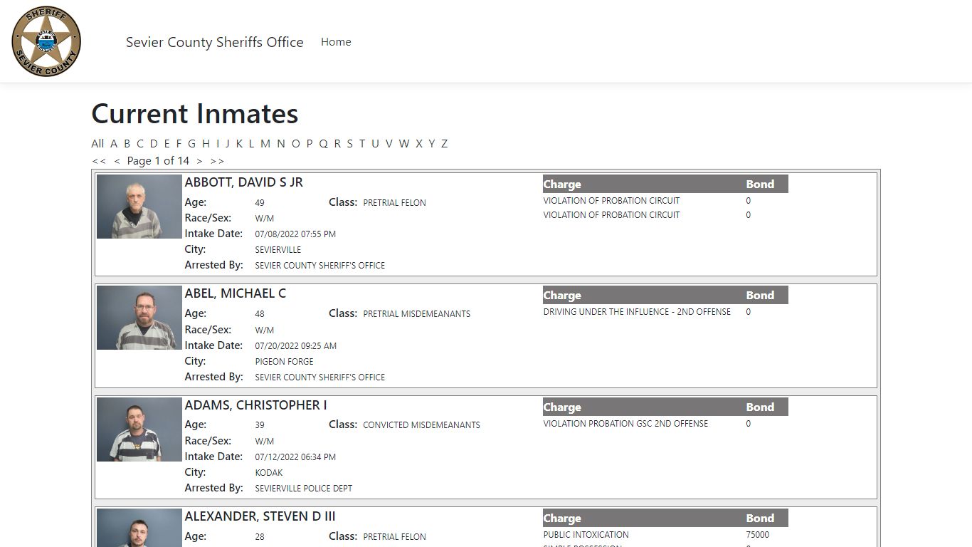 Inmates - ISOMS Portal - Sevier County, Tennessee